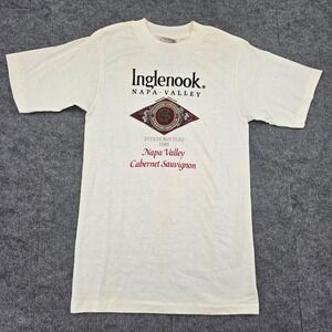 Vintage Oneita Inglenook Napa Valley 1985 Wine T-Shirt Single Stitch Cream S